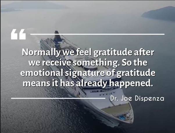 Dr. Joe Dispenza Gratitude Quote About Creating the Future with Thanks